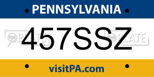 457SSZ Pennsylvania License Plate