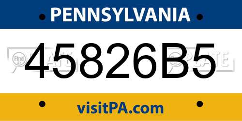 45826B5 Pennsylvania License Plate