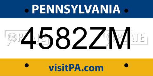 4582ZM Pennsylvania License Plate