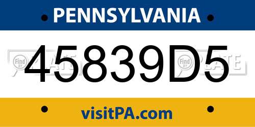 45839D5 Pennsylvania License Plate