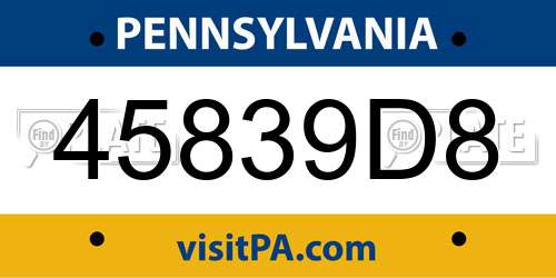 45839D8 Pennsylvania License Plate
