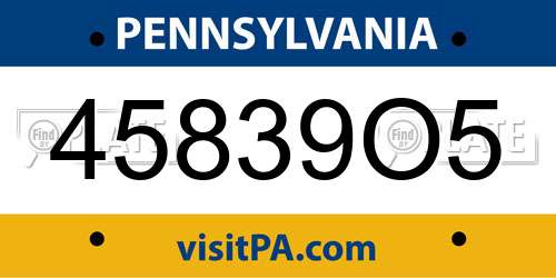 45839O5 Pennsylvania License Plate