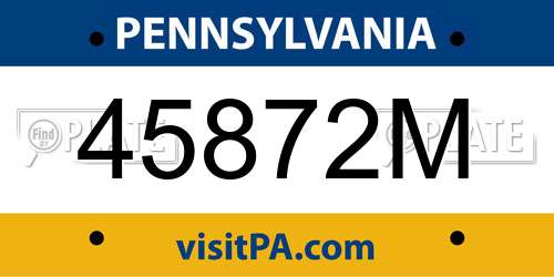 45872M Pennsylvania License Plate