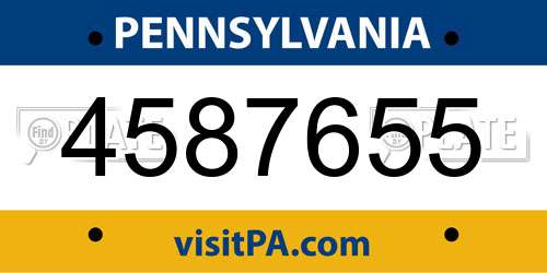 4587655 Pennsylvania License Plate