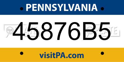 45876B5 Pennsylvania License Plate