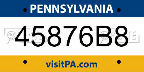 45876B8 Pennsylvania License Plate