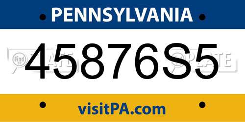 45876S5 Pennsylvania License Plate