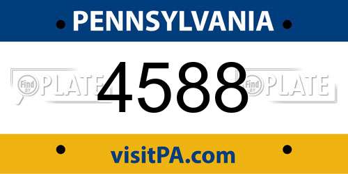 4588 Pennsylvania License Plate