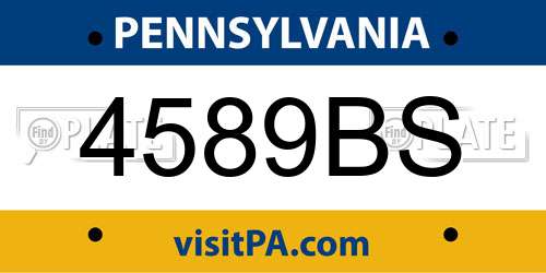 4589BS Pennsylvania License Plate