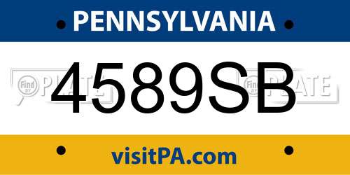 4589SB Pennsylvania License Plate