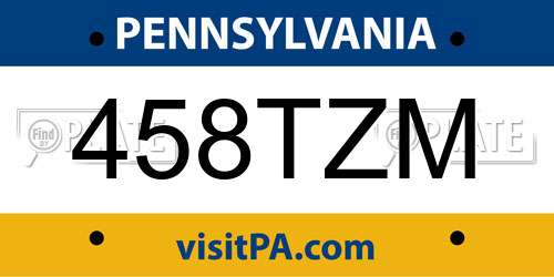 458TZM Pennsylvania License Plate