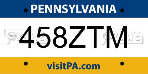 458ZTM Pennsylvania License Plate