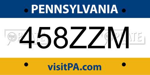458ZZM Pennsylvania License Plate