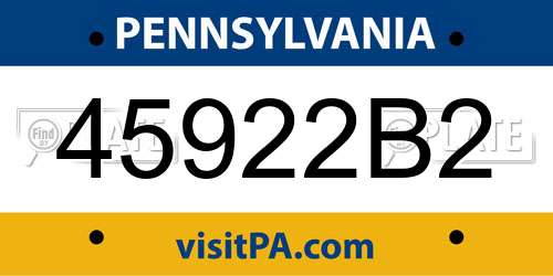 45922B2 Pennsylvania License Plate