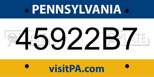 45922B7 Pennsylvania License Plate