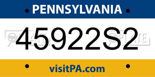 45922S2 Pennsylvania License Plate