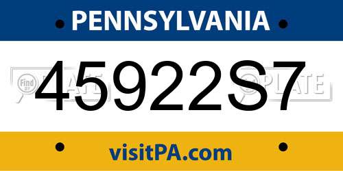 45922S7 Pennsylvania License Plate