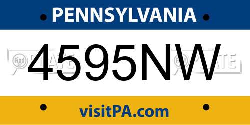 4595NW Pennsylvania License Plate