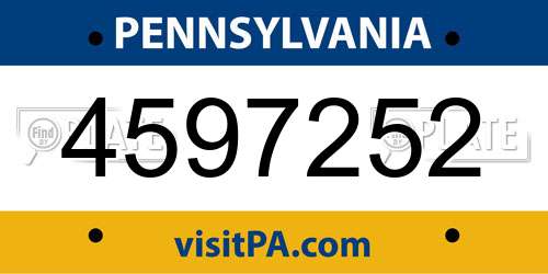 4597252 Pennsylvania License Plate
