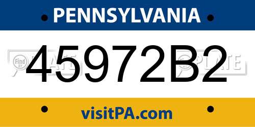 45972B2 Pennsylvania License Plate