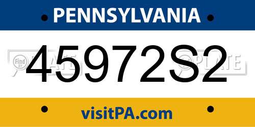45972S2 Pennsylvania License Plate