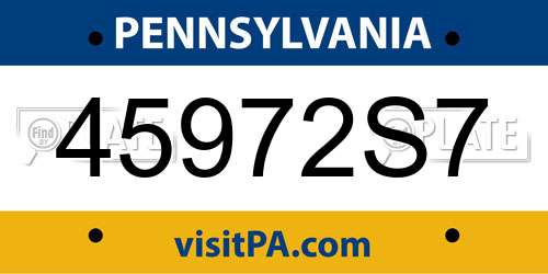 45972S7 Pennsylvania License Plate