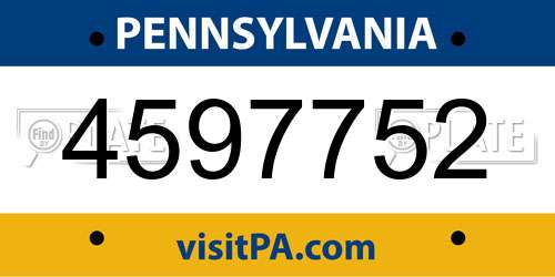 4597752 Pennsylvania License Plate