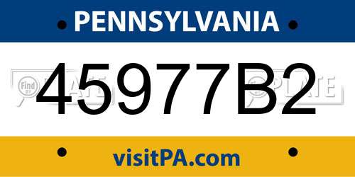 45977B2 Pennsylvania License Plate