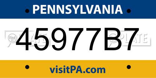 45977B7 Pennsylvania License Plate
