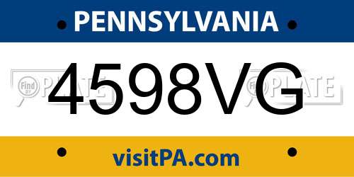 4598VG Pennsylvania License Plate