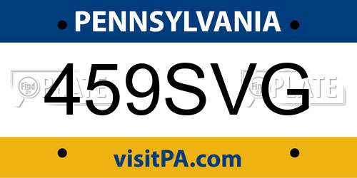 459SVG Pennsylvania License Plate
