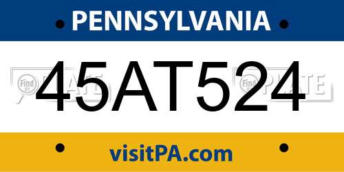 45AT524 Pennsylvania License Plate