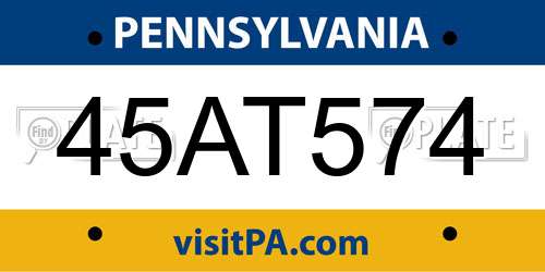 45AT574 Pennsylvania License Plate