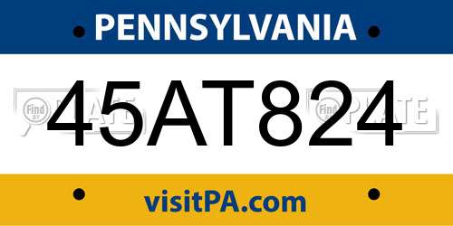 45AT824 Pennsylvania License Plate