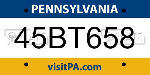 45BT658 Pennsylvania License Plate