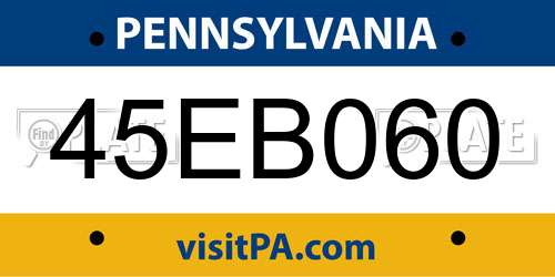 45EB060 Pennsylvania License Plate