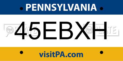45EBXH Pennsylvania License Plate