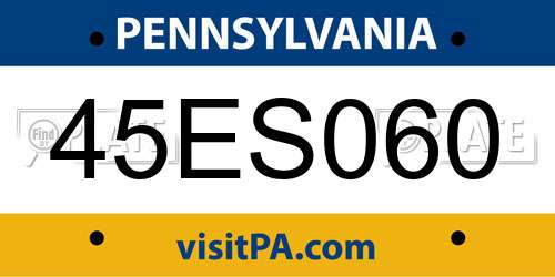 45ES060 Pennsylvania License Plate