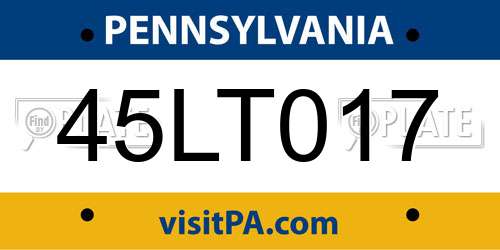 45LT017 Pennsylvania License Plate