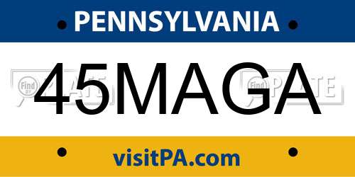 45MAGA Pennsylvania License Plate