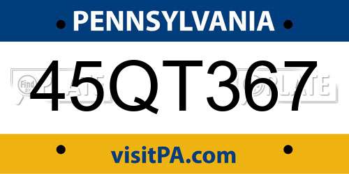 45QT367 Pennsylvania License Plate