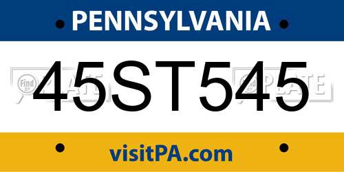 45ST545 Pennsylvania License Plate