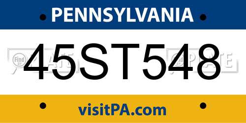 45ST548 Pennsylvania License Plate