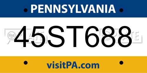 45ST688 Pennsylvania License Plate