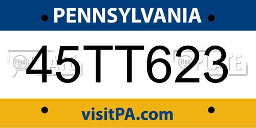 45TT623 Pennsylvania License Plate