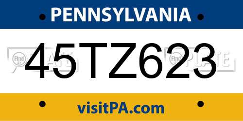 45TZ623 Pennsylvania License Plate