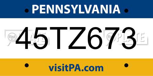 45TZ673 Pennsylvania License Plate
