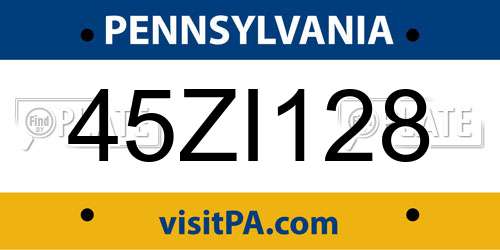 45ZI128 Pennsylvania License Plate