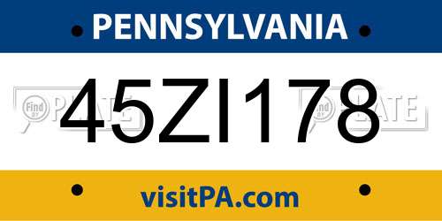 45ZI178 Pennsylvania License Plate