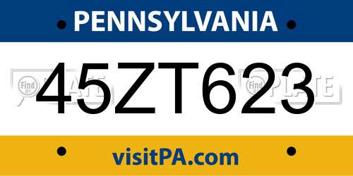 45ZT623 Pennsylvania License Plate